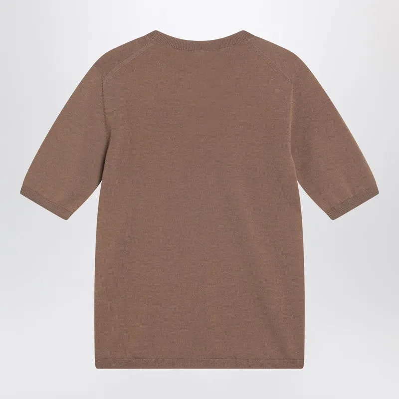 Max Mara Hazelnut-coloured crew neck sweater in wool sold by Lord & Taylor product image thumbnail 2