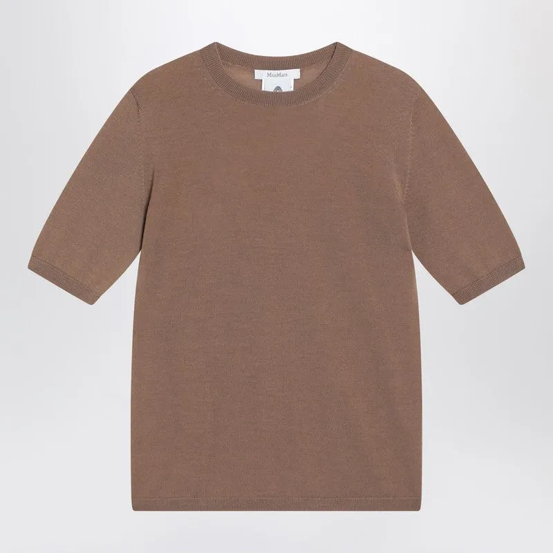 Max Mara Hazelnut-coloured crew neck sweater in wool sold by Lord & Taylor