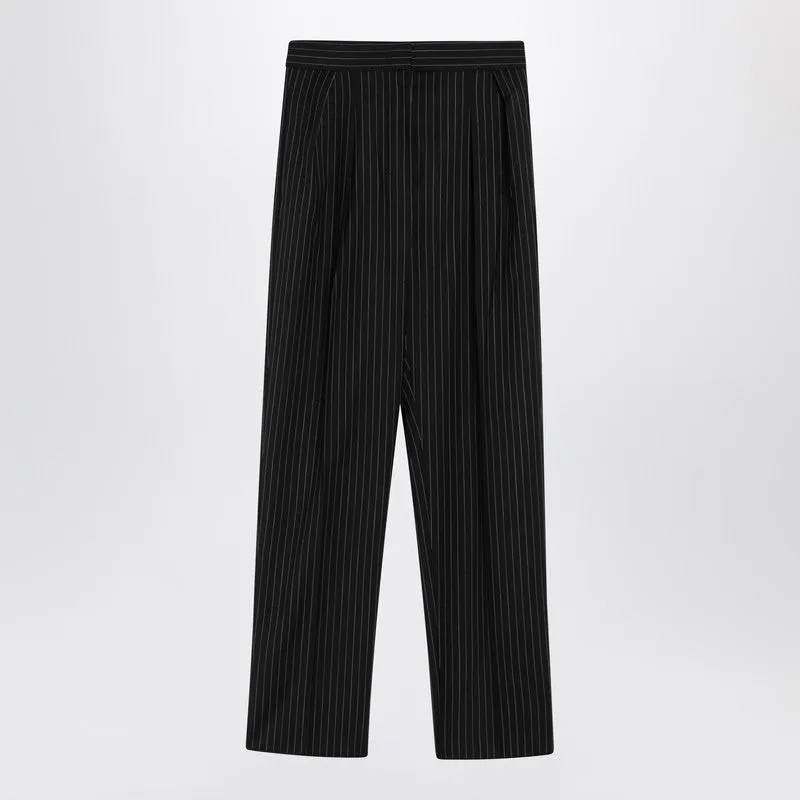 Max Mara Black pinstriped wool trousers sold by Lord & Taylor
