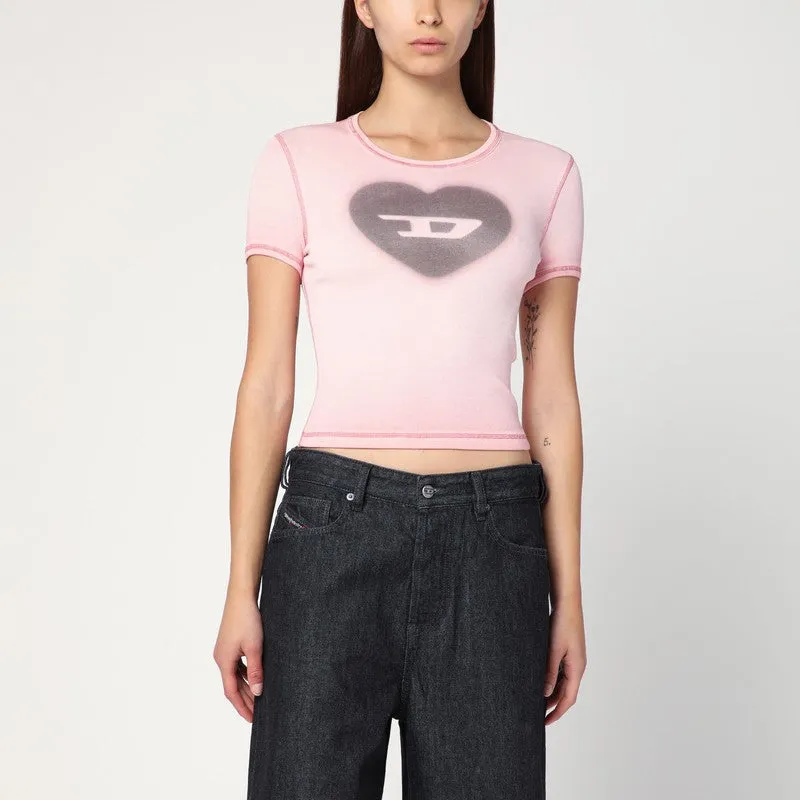 Diesel T-Ele T-shirt in powder pink stretch cotton sold by Lord & Taylor