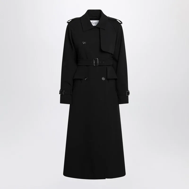 Max Mara Black long trench in sable sold by Lord & Taylor