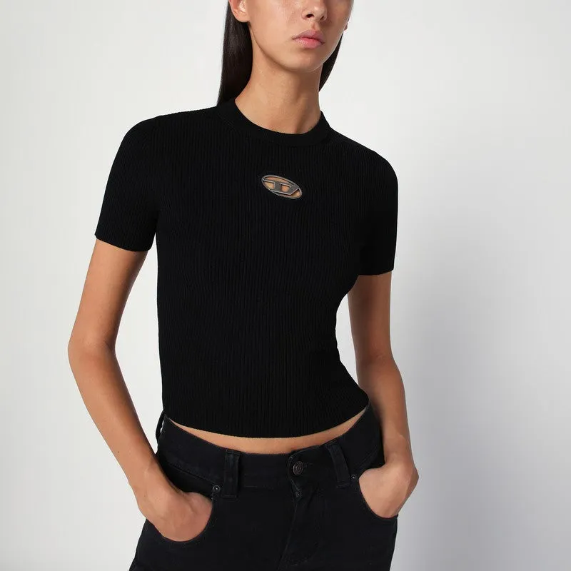 Diesel Black ribbed short-sleeve M-Valari sweater sold by Lord & Taylor