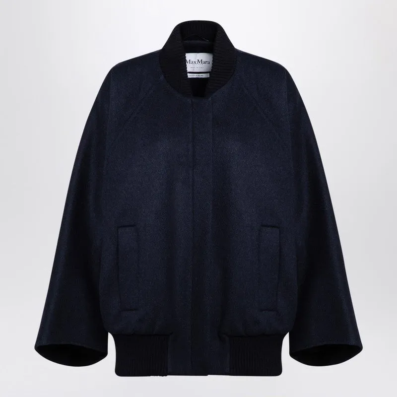 Max Mara Blue cashmere cape bomber jacket sold by Lord & Taylor