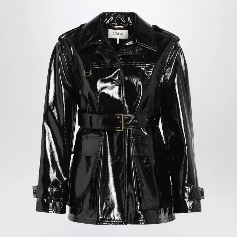 Chloé Black glossy cotton canvas jacket sold by Lord & Taylor