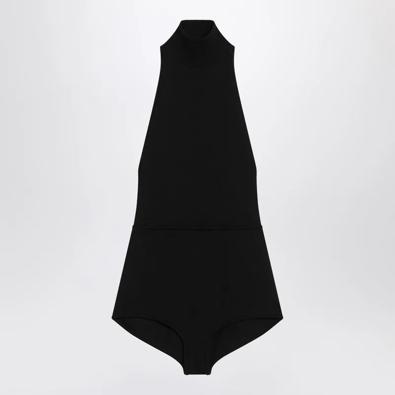 Max Mara Black turtleneck bodysuit in viscose crêpe sold by Lord & Taylor