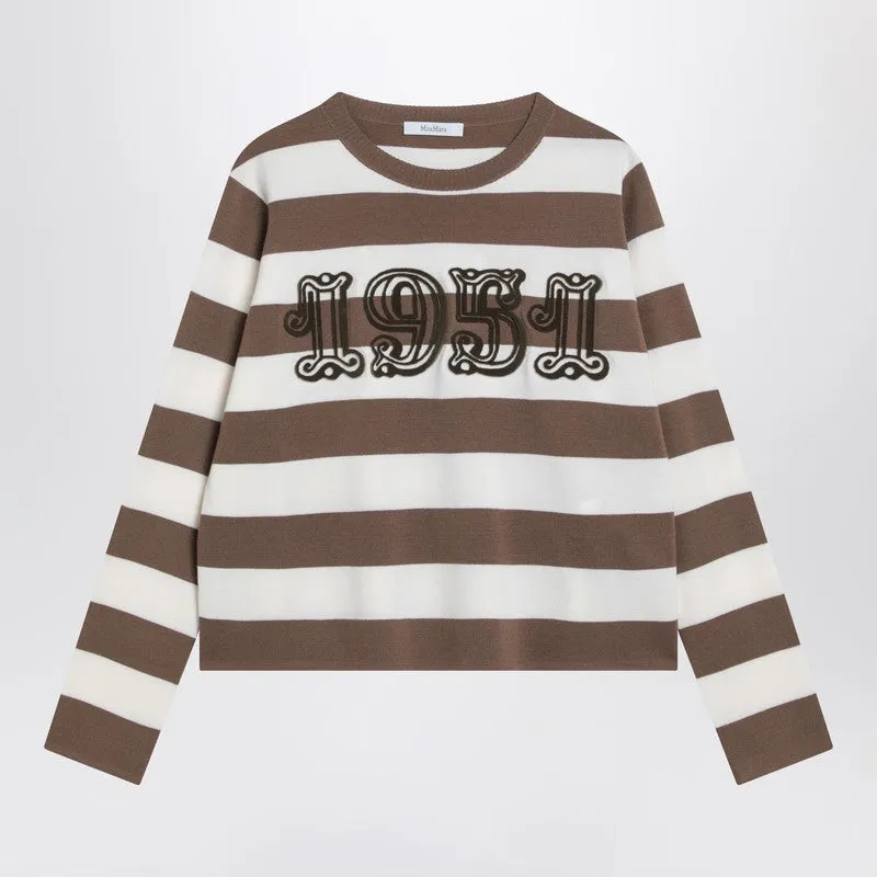 Max Mara Striped wool sweater with embroidery sold by Lord & Taylor