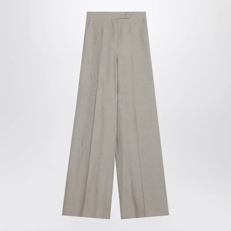 Max Mara Wide beige trousers in linen canvas sold by Lord & Taylor