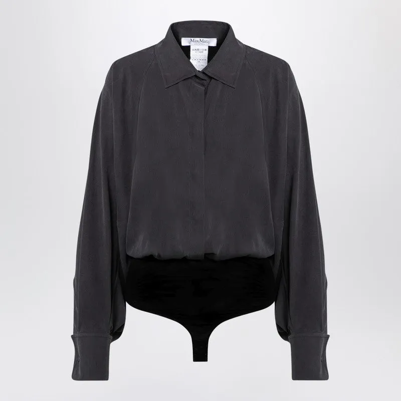 Max Mara Anthracite grey silk body shirt sold by Lord & Taylor