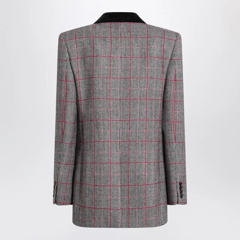Chloé Black/white checkered wool double-breasted blazer sold by Lord & Taylor product image thumbnail 2