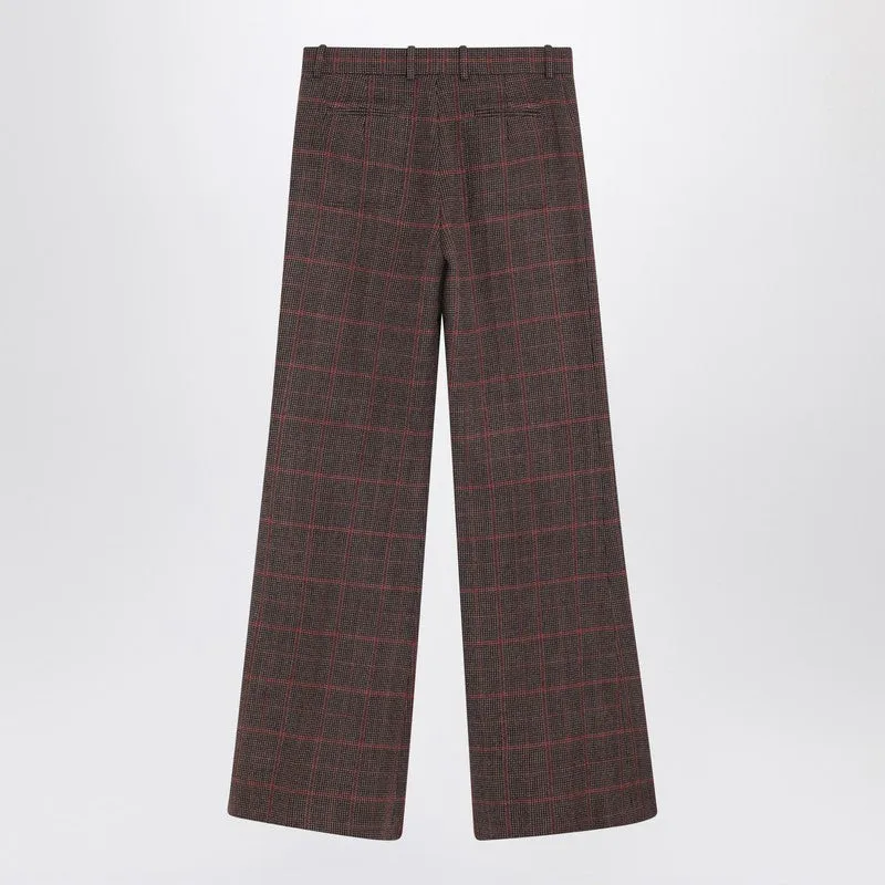 Chloé Brown flared checkered wool trousers sold by Lord & Taylor product image thumbnail 2