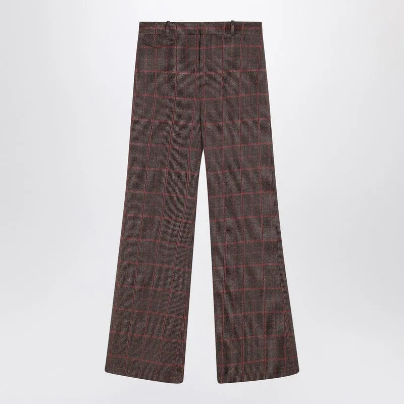 Chloé Brown flared checkered wool trousers sold by Lord & Taylor