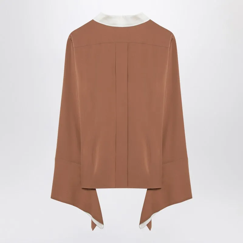 Max Mara Camel silk colour-block shirt sold by Lord & Taylor product image thumbnail 2
