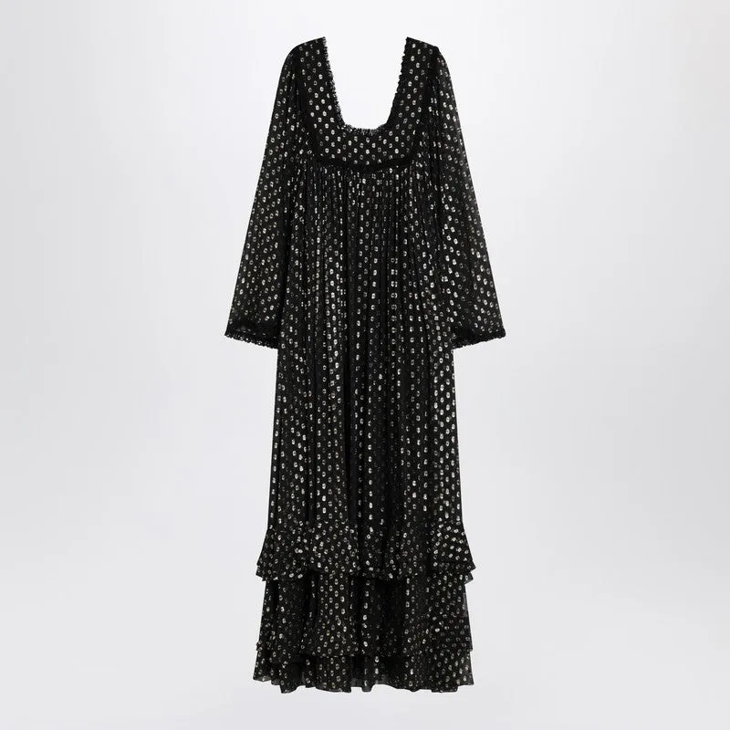 Chloé Maxi black dress with lightweight silk ruffles sold by Lord & Taylor