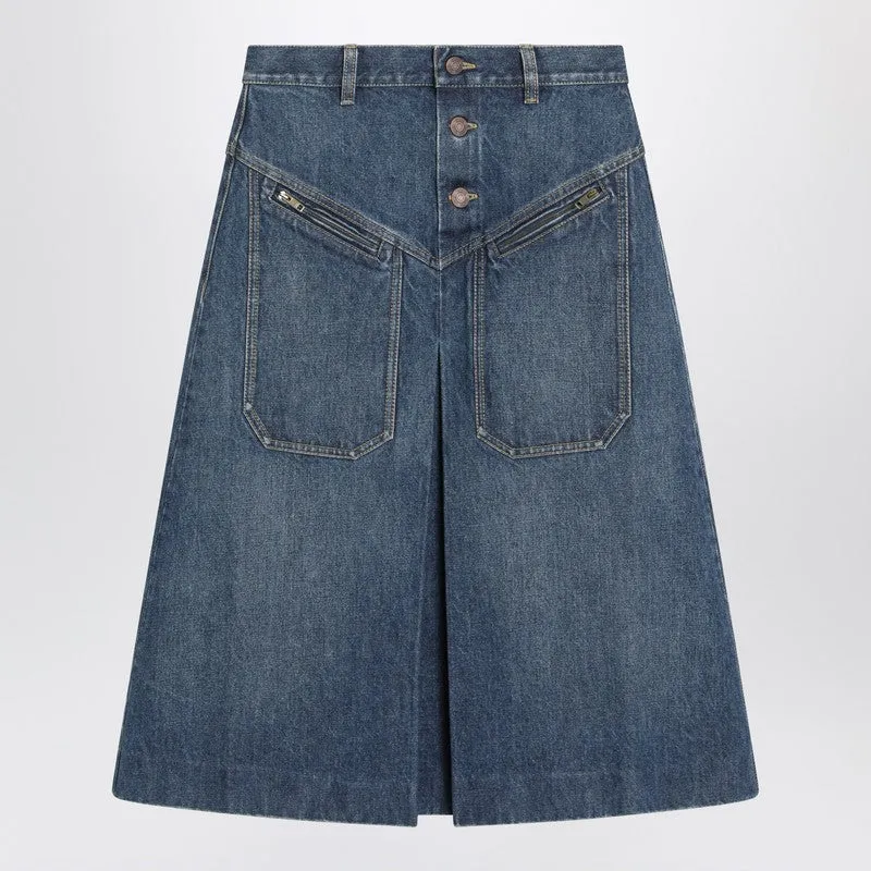 Chloé Knee-length skirt in washed blue denim made by Lord & Taylor