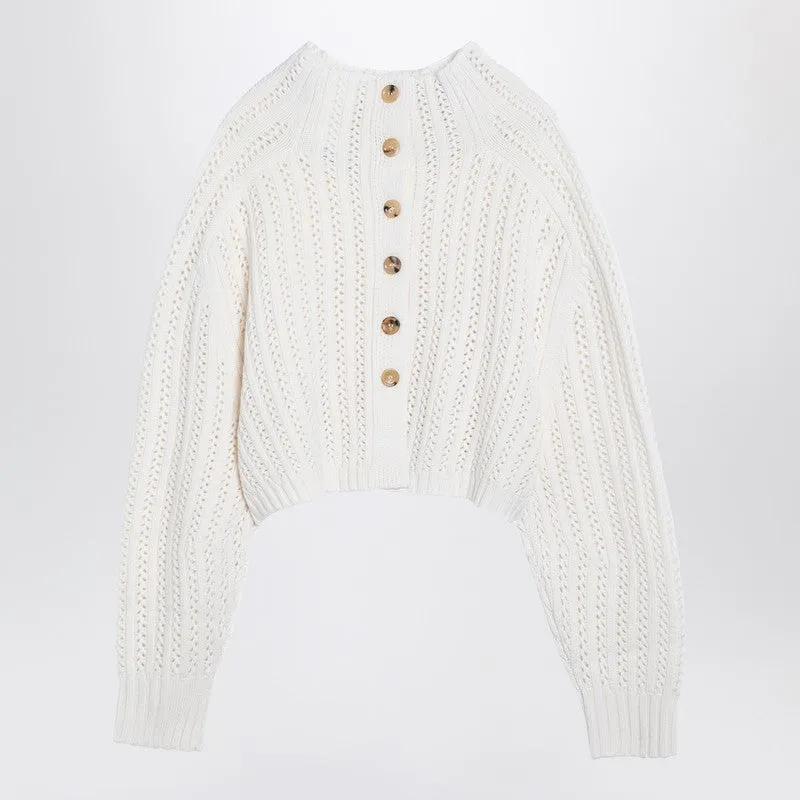 Max Mara White perforated wool and cashmere sweater sold by Lord & Taylor product image thumbnail 2