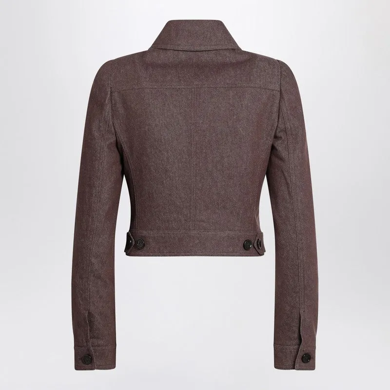 Max Mara Cropped brown denim-effect jacket sold by Lord & Taylor product image thumbnail 2