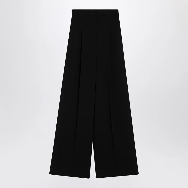 Max Mara Wide-leg black trousers in compact cady sold by Lord & Taylor