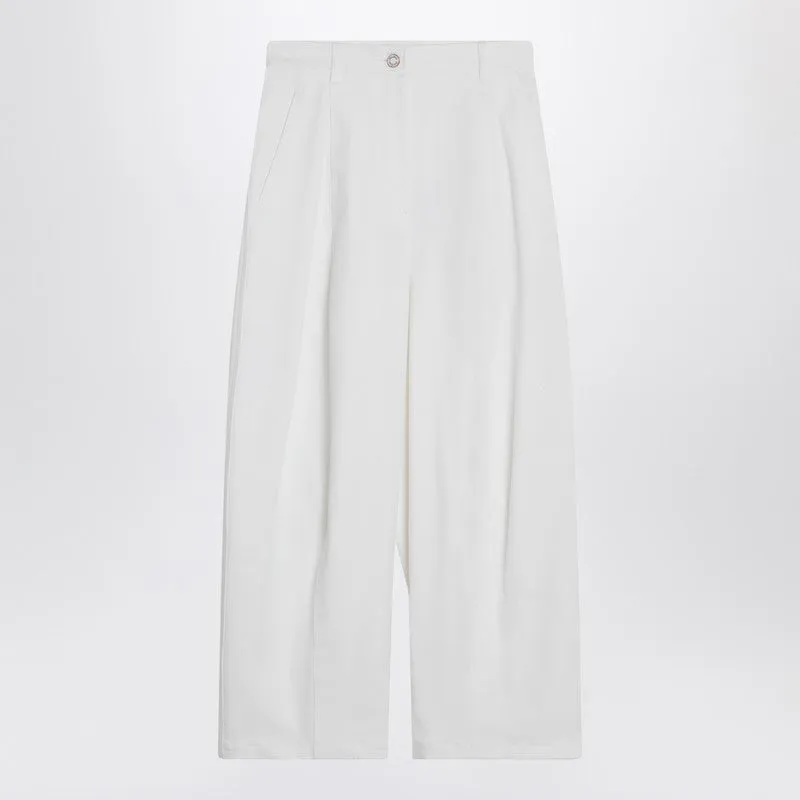 Max Mara White baggy trousers in cotton twill sold by Lord & Taylor