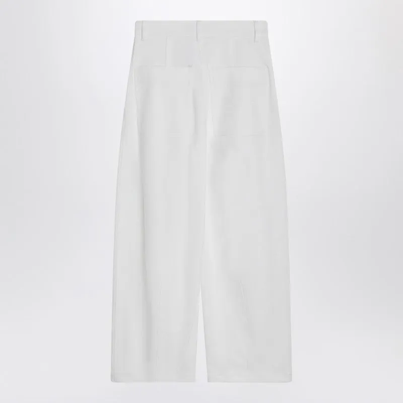 Max Mara White baggy trousers in cotton twill sold by Lord & Taylor product image thumbnail 2