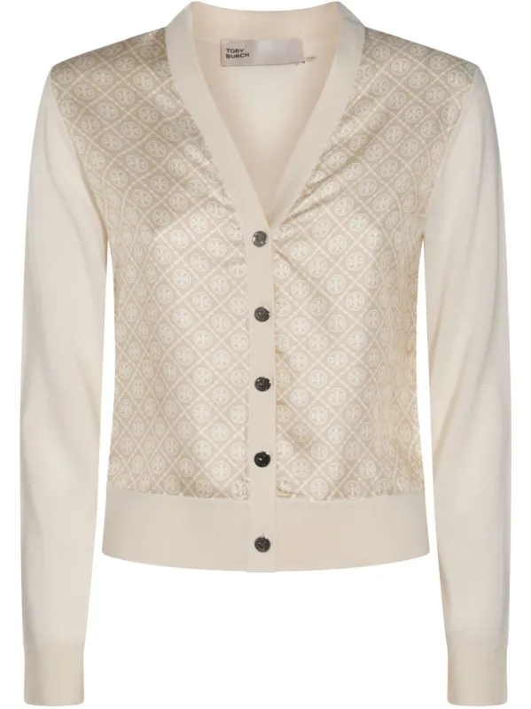 Tory Burch T-monogram silk cardigan sold by Lord & Taylor
