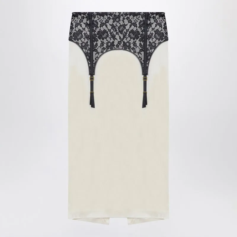 Moschino Ivory midi skirt with illusion lace print sold by Lord & Taylor