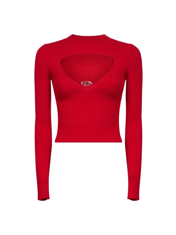 Red Ribbed Wool M-Olina Top sold by Lord & Taylor