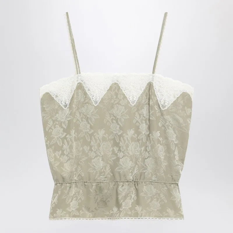 Chloé Light green silk jacquard top with roses sold by Lord & Taylor product image thumbnail 2