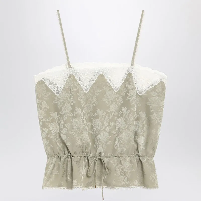 Chloé Light green silk jacquard top with roses sold by Lord & Taylor
