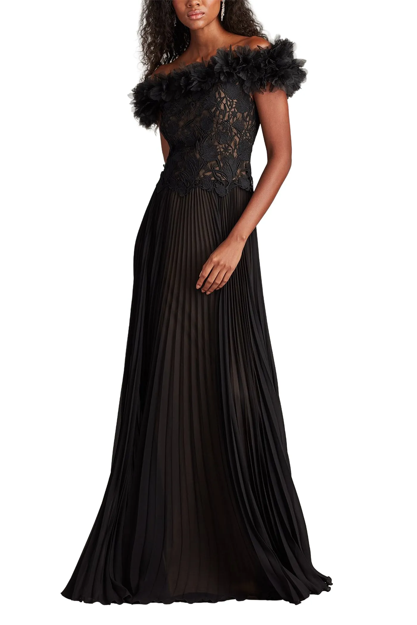 Margaux Off-Shoulder Floral Ruffle Trim Gown BK/ND sold by Lord & Taylor product image thumbnail 3