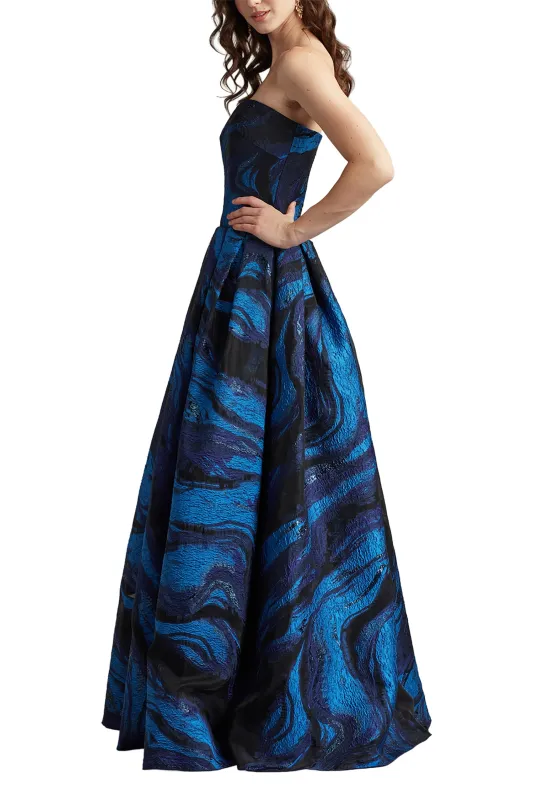 Valora Strapless Jacquard Ball Gown NAVY sold by Lord & Taylor