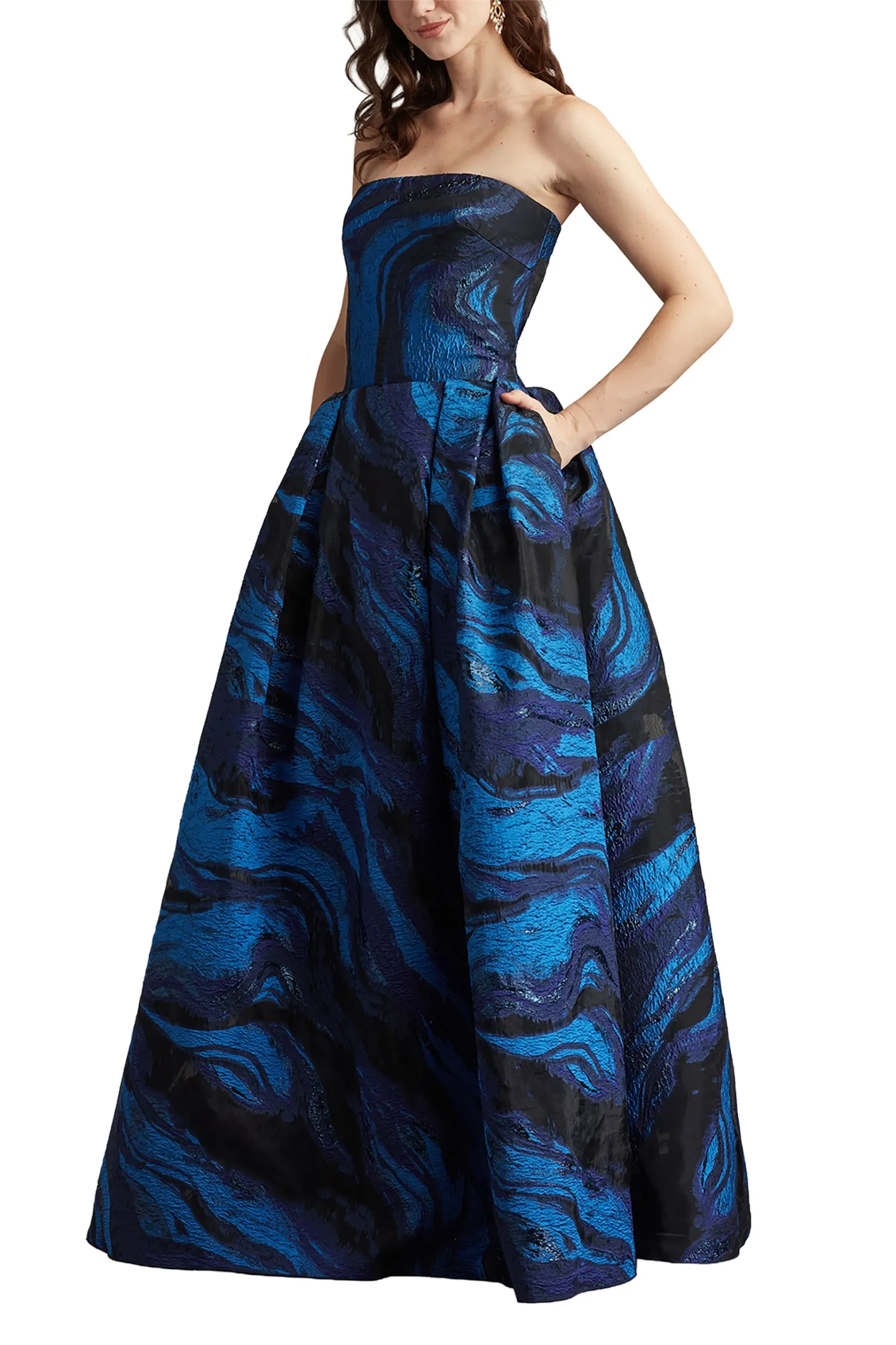Valora Strapless Jacquard Ball Gown NAVY sold by Lord & Taylor product image thumbnail 3