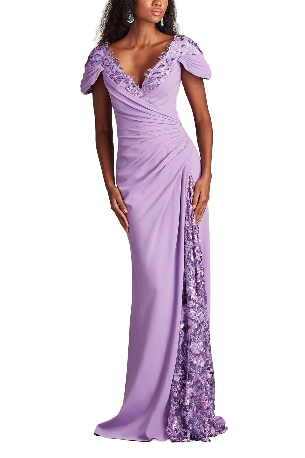 Sunas Draped Crepe and Sequin Embroidered Gown PHAZE sold by Lord & Taylor product image thumbnail 3