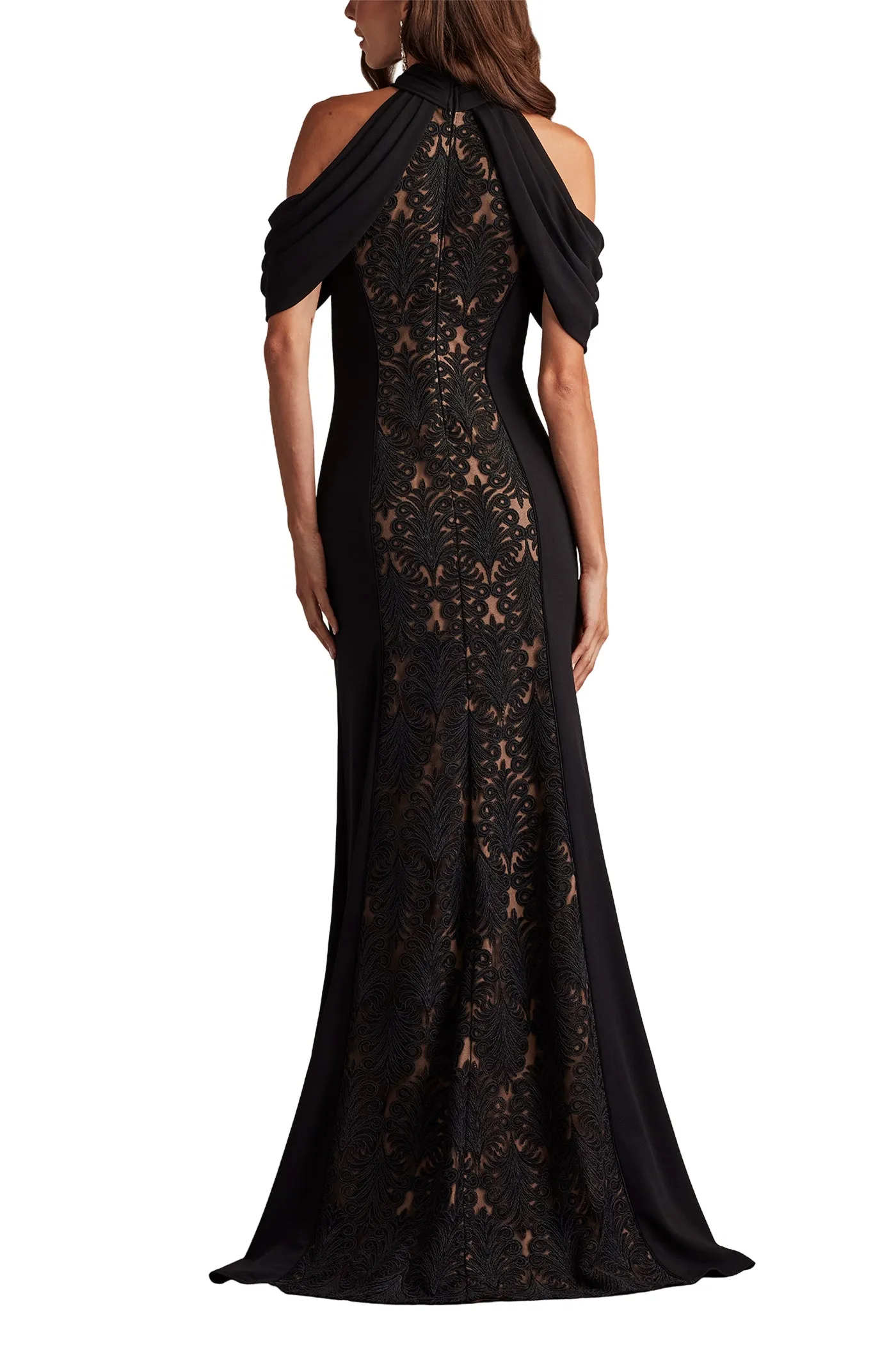 Kato Embroidered Off-Shoulder Halter Gown BK/ND sold by Lord & Taylor product image thumbnail 3