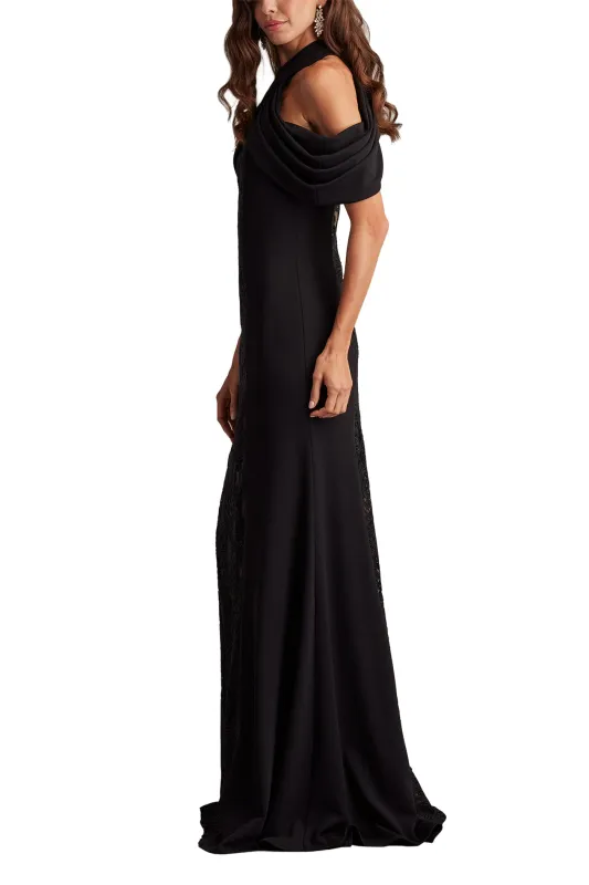 Kato Embroidered Off-Shoulder Halter Gown BK/ND sold by Lord & Taylor