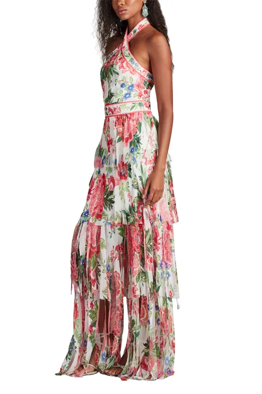 Somaya Floral Print Fringe Gown WHFFL sold by Lord & Taylor