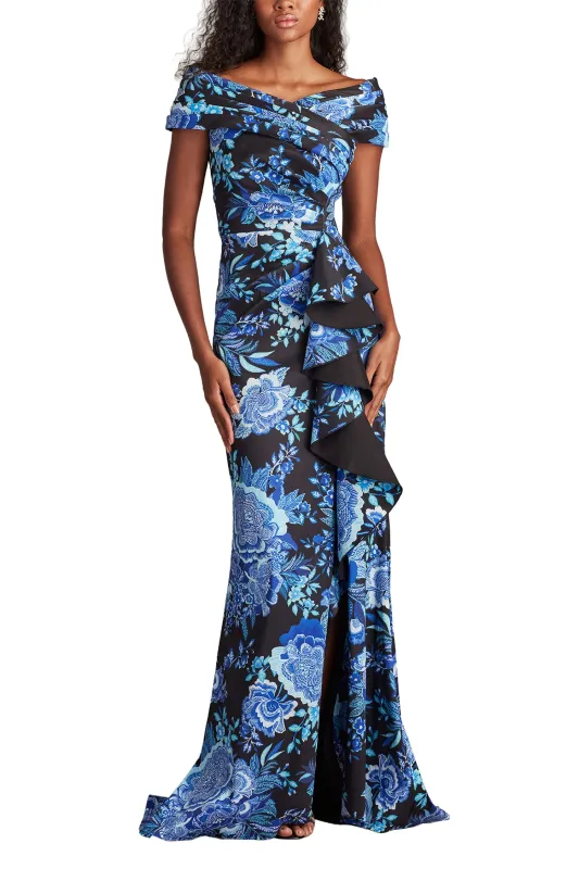 Leticia Floral Waterfall Flounce Gown BKBFL sold by Lord & Taylor