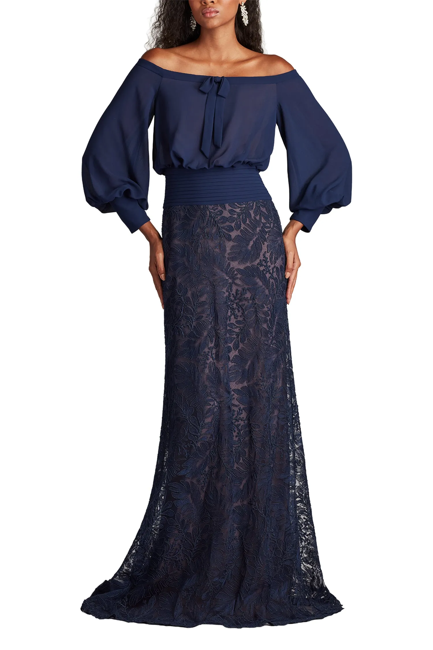 Azura Off-Shoulder Blouson Embroidered Gown NV/ND sold by Lord & Taylor