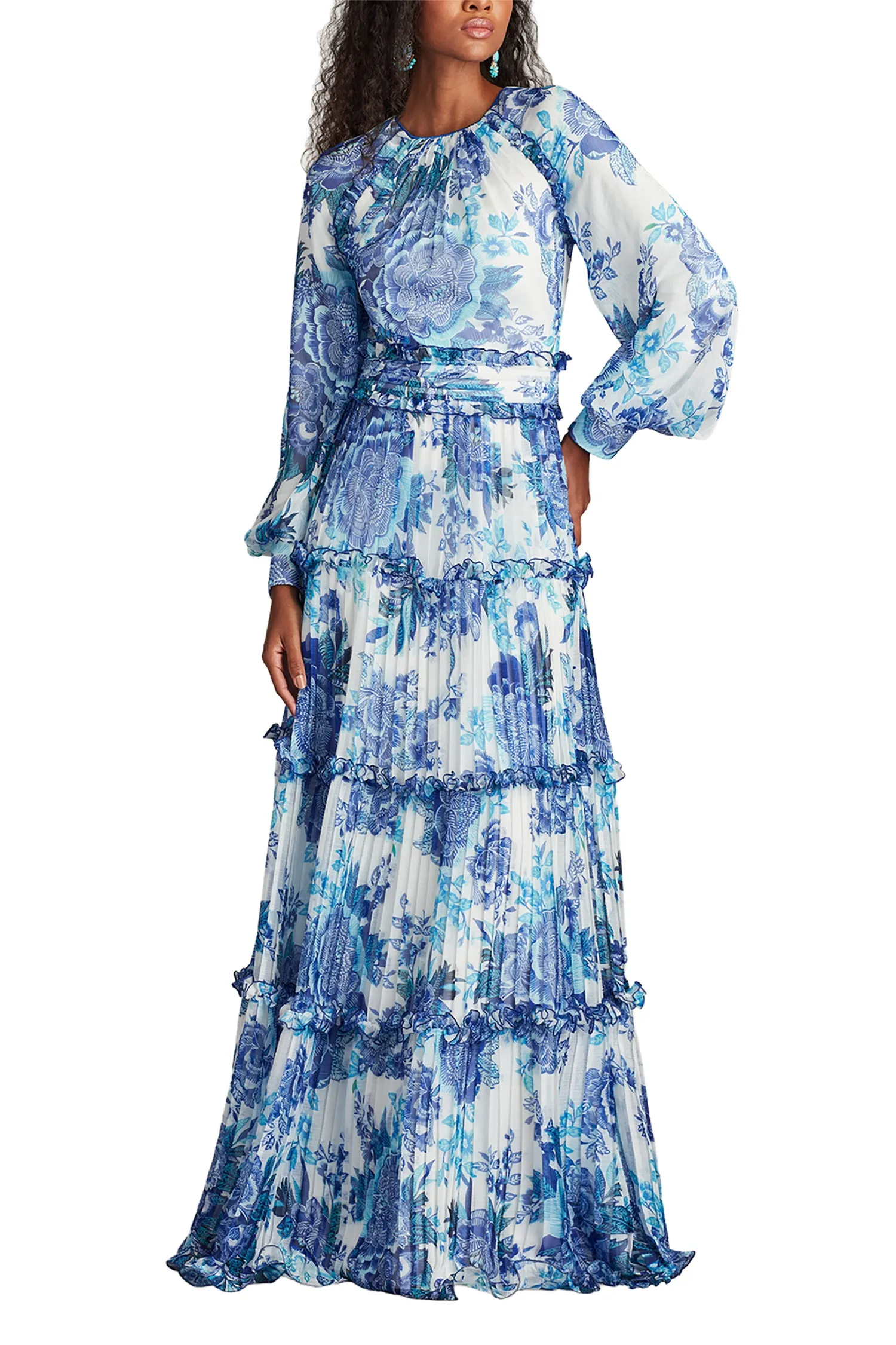 Atlas Pleated Floral Print Gown WHBFL sold by Lord & Taylor product image thumbnail 3