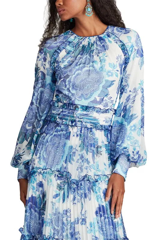 Atlas Pleated Floral Print Gown WHBFL sold by Lord & Taylor