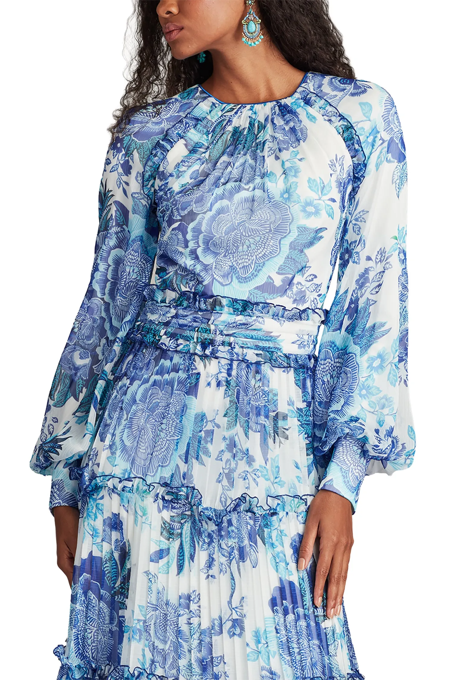 Atlas Pleated Floral Print Gown WHBFL sold by Lord & Taylor