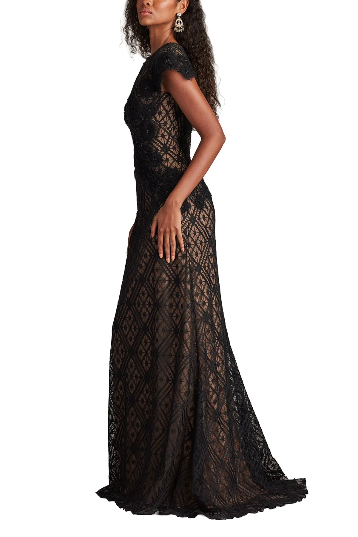 Jasi Embroidered Illusion Gown BK/ND sold by Lord & Taylor product image thumbnail 4