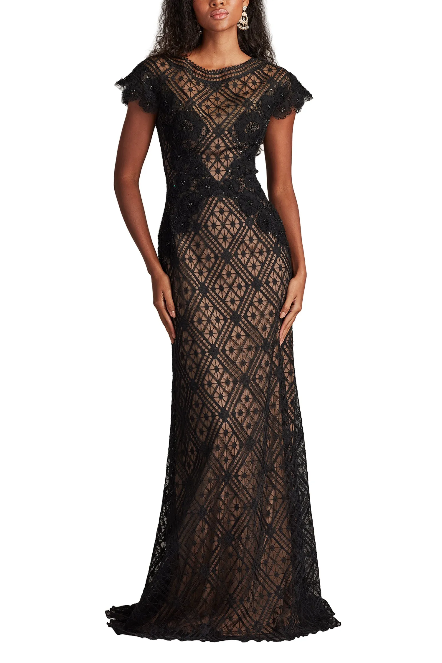 Jasi Embroidered Illusion Gown BK/ND sold by Lord & Taylor product image thumbnail 5