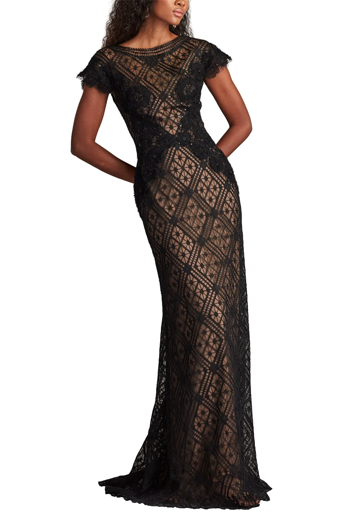 Jasi Embroidered Illusion Gown BK/ND sold by Lord & Taylor product image thumbnail 2