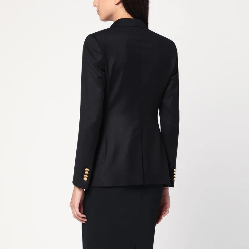 BLACK DOUBLE-BREASTED JACKET IN WOOL AND SILK sold by Lord & Taylor product image thumbnail 2