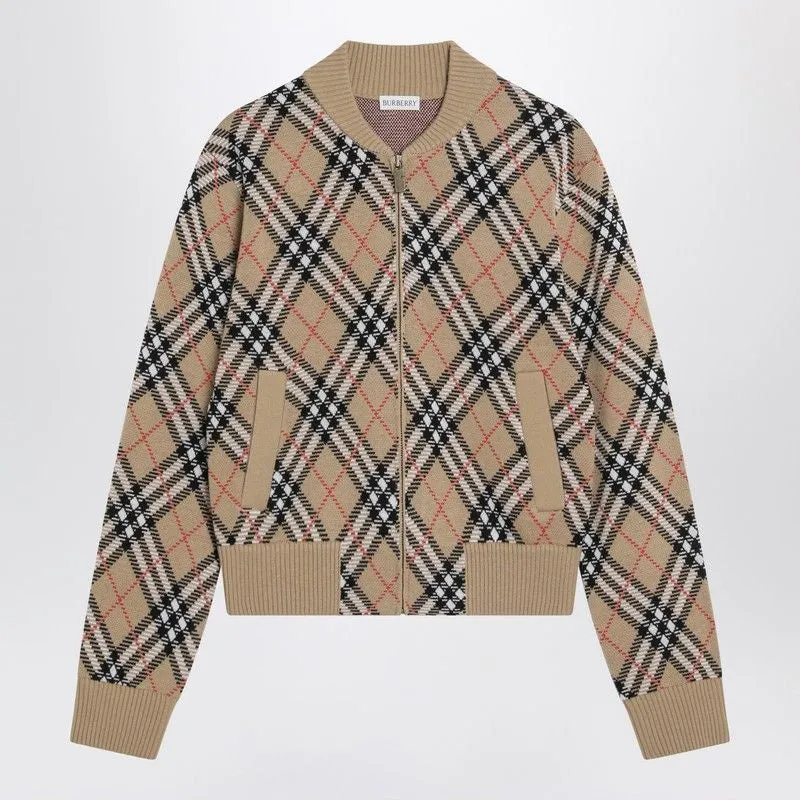 CHECK WOOL ZIP-UP CARDIGAN sold by Lord & Taylor