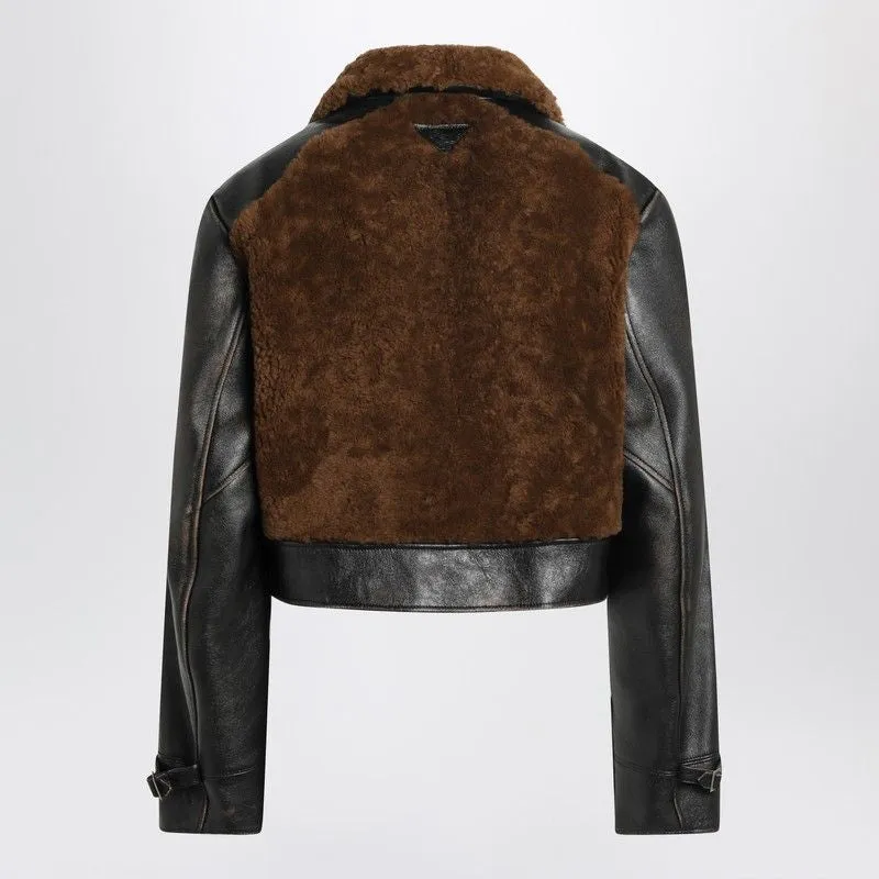 BLACK LEATHER AND SHEEPSKIN JACKET sold by Lord & Taylor product image thumbnail 2