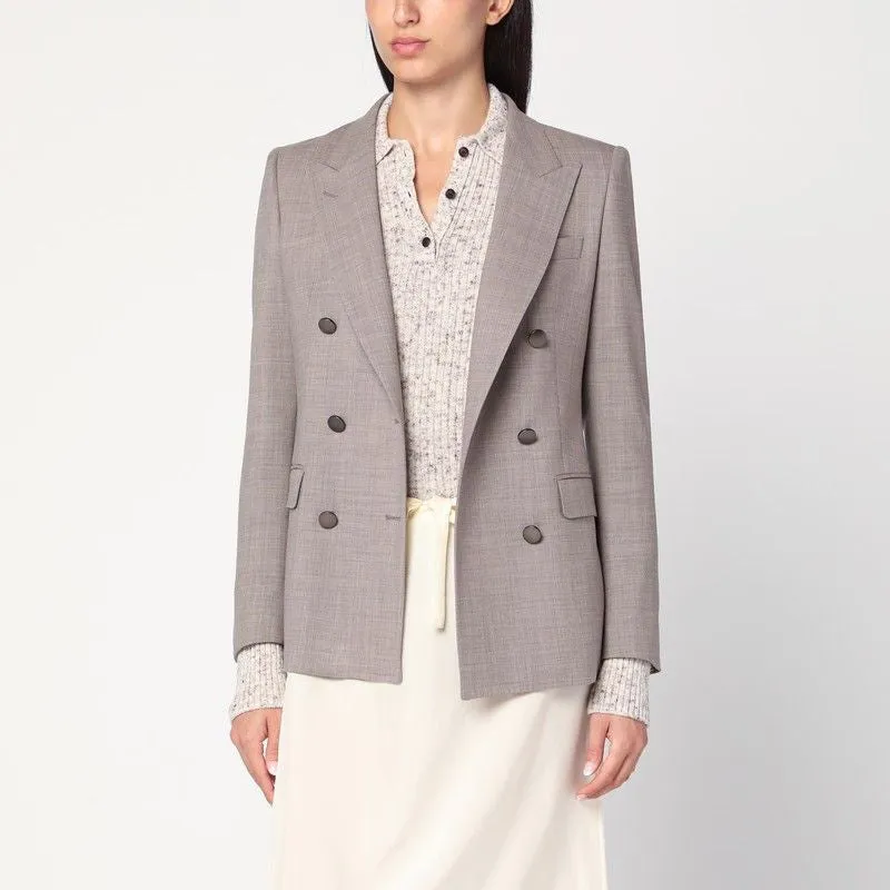 BEIGE DOUBLE-BREASTED JACKET IN WOOL BLEND sold by Lord & Taylor
