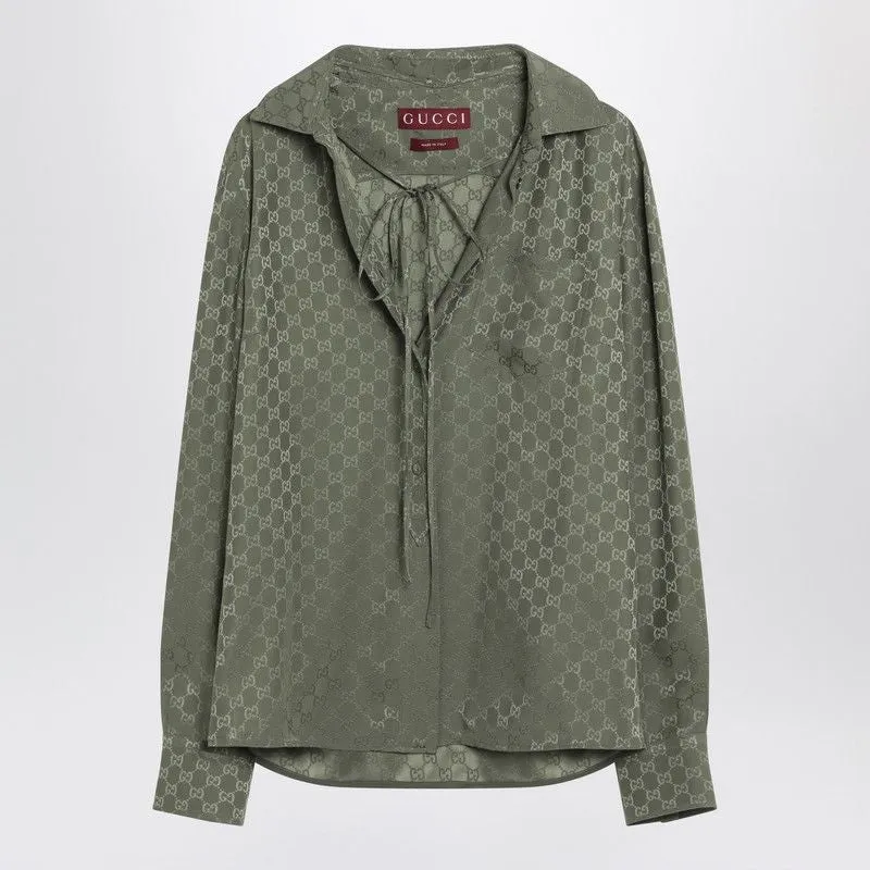 GREEN JACQUARD GG SILK SHIRT sold by Lord & Taylor