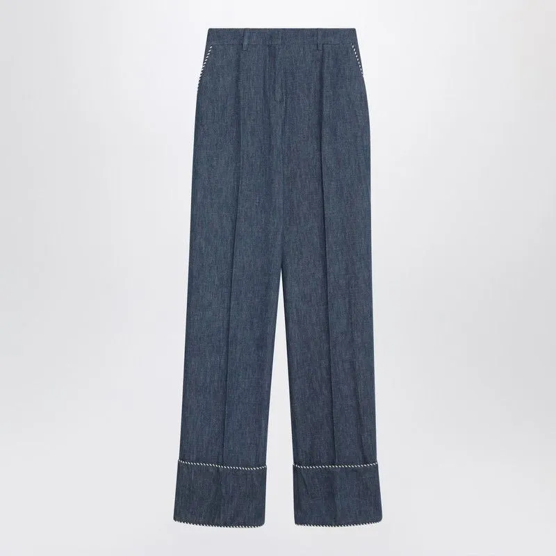 BLUE TROUSERS IN CHAMBRAY DENIM sold by Lord & Taylor