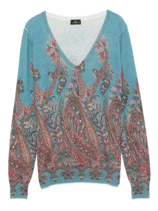 PAISLEY PATTERNED V-NECK BLOUSE sold by Lord & Taylor